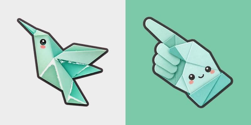 Origami Mint Hummingbird