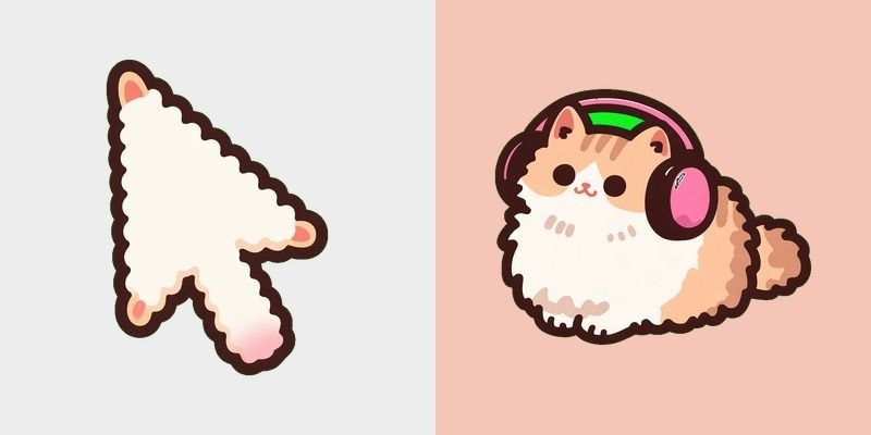 Peach Cat Headphones Cursor