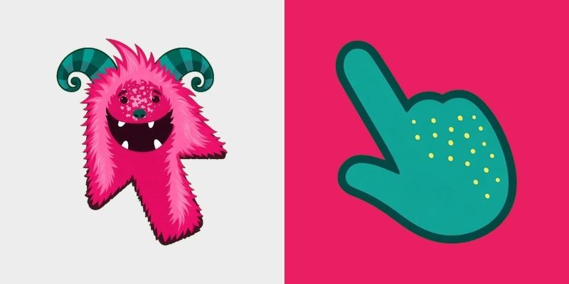 Pink Teal Ram Fluff Monster Cursor