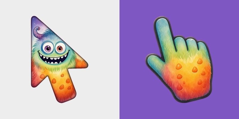 Rainbow Watercolor Grin Monster Cursor