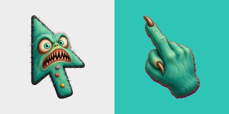 Teal Candy Goblin Monster Cursor