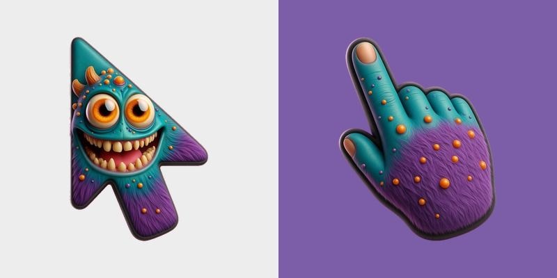 Teal Purple Fur Grin Monster Cursor