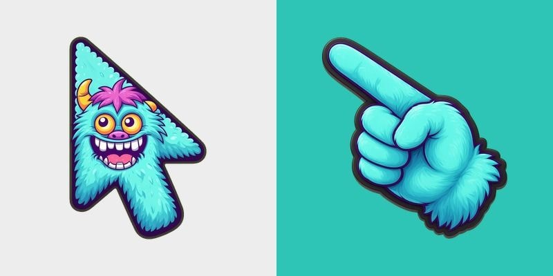 Turquoise Blob Grin Monster Cursor