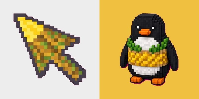 Voxel Pineapple Penguin Cursor